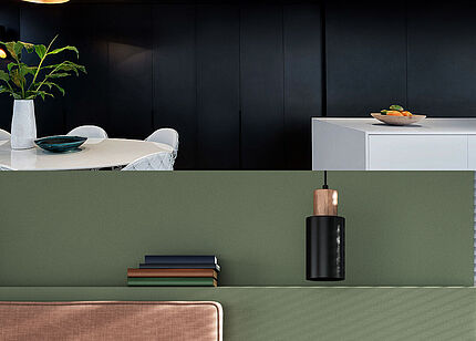 Küche und Schlafzimmer mit moderner Farbgestaltung Küche und Schlafzimmer mit moderner Farbgestaltung