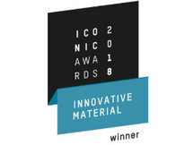 The Iconic Awards 2018 The logo of the Iconic Awards 2018 with white writing on a black and blue diamond
