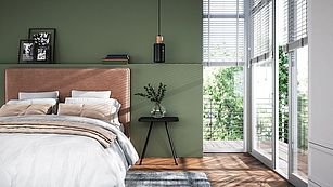 Chambre lumineuse avec un concept de couleurs élégant Chambre lumineuse avec un concept de couleurs élégant